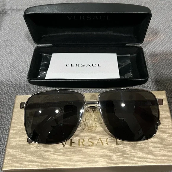 Versace Metallic Silver Sunglasses - Picture 6 of 6